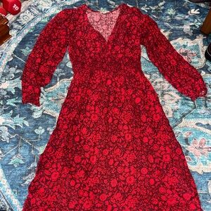 Knox Rose Red and Floral Long Sleeve Dress